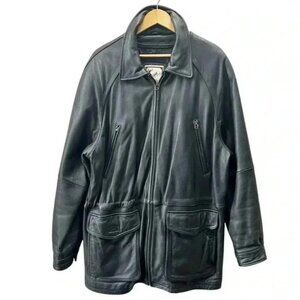 Vintage 90s Men’s Genuine Leather Jacket Oversized Heavyweight Black Large